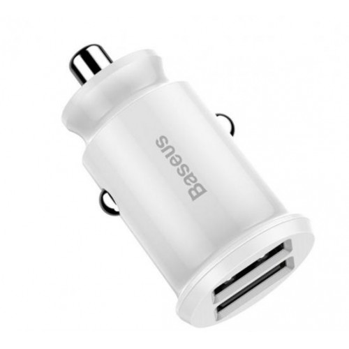 Автомобільний зарядний пристрій Baseus С8-K Grain Mini Smart Car Charger 3.1A 2хUSB White (651162372) Автомобільний зарядний пристрій Baseus С8-K Grain Mini Smart Car Charger 3.1A 2хUSB White (651162372)