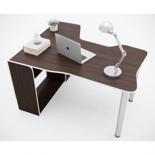 Геймерський кутовий стіл ZEUS IGROK-TOR, горіх/білий Геймерський кутовий стіл ZEUS IGROK-TOR, горіх/білий