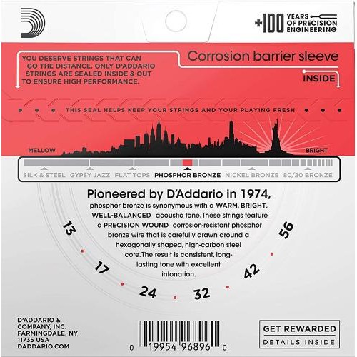 Струни для акустичної гітари D'Addario EJ24 Phosphor Bronze Medium Acoustic Guitar Strings 13/56 Струни для акустичної гітари D'Addario EJ24 Phosphor Bronze Medium Acoustic Guitar Strings 13/56