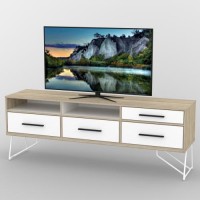 Тумба під телевізор Тиса Мебель ТВ-390 Дуб сонома Білий 65x44x180 см Тумба під телевізор Тиса Мебель ТВ-390 Дуб сонома Білий 65x44x180 см