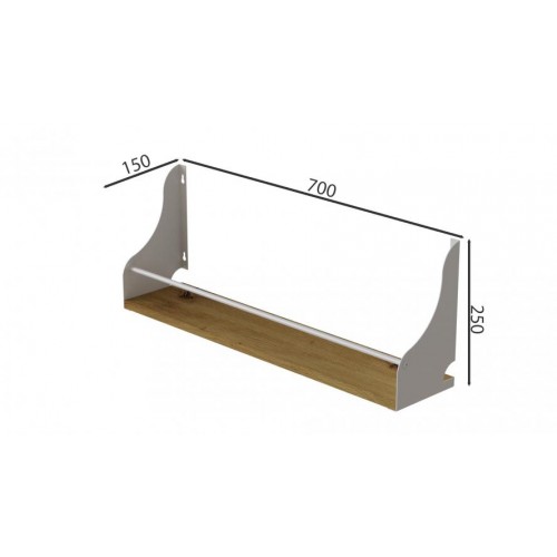 Полиця настінна Ferrum-decor Ізі 260x700x150 метал Білий ДСП Дуб Артізан 16 мм (IZI0055) в інтернет супермаркеті PbayMarket!