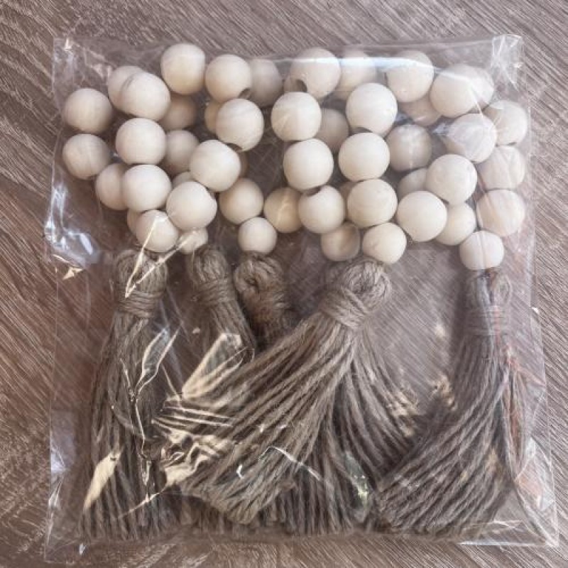 Кільця для серветок з дерев'яними намистинами No Brand Бежевий 6 шт