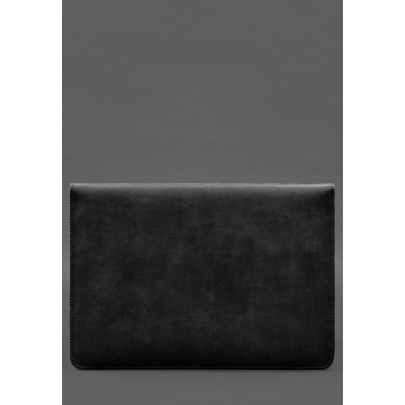 Чохол-конверт із клапаном шкіра+фетр для MacBook 15 Чорний Crazy Horse BlankNote