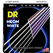 Струни для акустичної гітари 6 шт DR NWA-12 Hi-Def Neon White K3 Coated Acoustic Guitar Strings 12/54