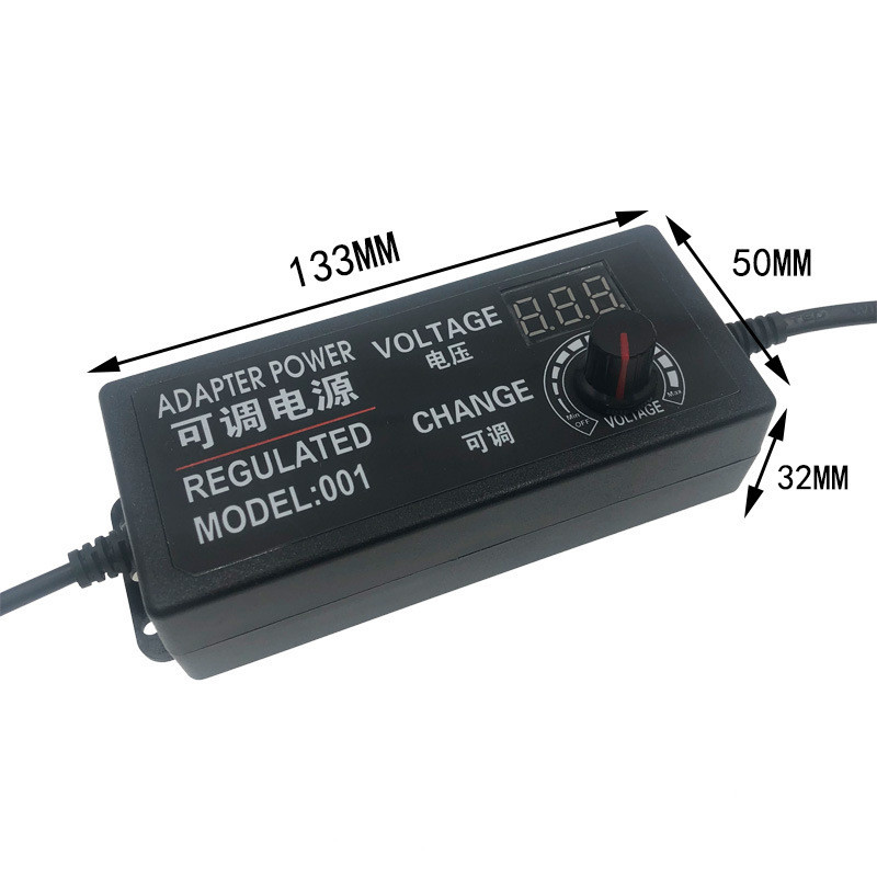 Блок живлення універсальний регульований 3-24В 2А 5.5x2.5 мм з перехідниками 9шт Чорний (3-24В2А) Foxsur