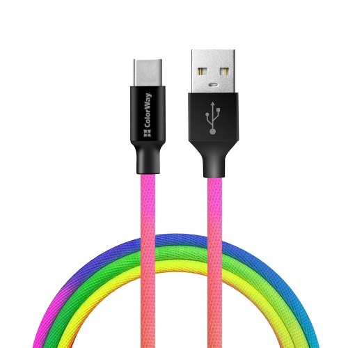 Кабель ColorWay USB-USB Type-C, 2.4А, 1м, Multicolor (CW-CBUC018-MC) в інтернет супермаркеті PbayMarket!