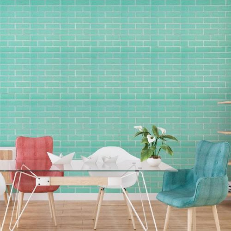 Самоклеюча стінова панель Sticker Wall  3D NEW CULTURAL WALL 70*70cm*5mm GREEN+SILVER (D) SW-00001803