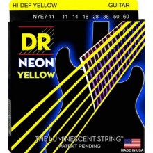 Струни для електрогітари DR NYE7-11 Hi-Def Neon Yellow K3 Coated Heavy 7-String Electric Guitar 11/60