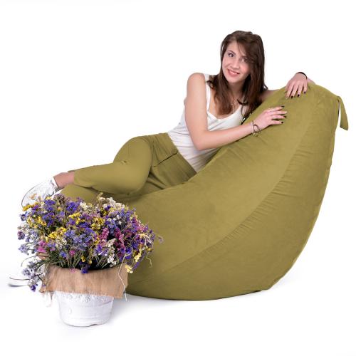 Крісло Мішок Груша Замша 150х100 Студія Комфорту Великий зелений Крісло Мішок Груша Замша 150х100 Студія Комфорту Великий зелений