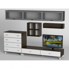 Стінка в вітальню Тиса Мебель Вітальня-21 Венге Білий 2050x450x2700 мм