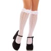 Шкарпетки ажурні з рюшами Leg Avenue Sweetheart Ruffle Cuff Knee Highs White, високі