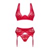 Комплект білизни Obsessive Lacelove cupless 3-pcs set M/L Red, бюстгальтер, стрінги, пояс для панчіх в інтернет супермаркеті PbayMarket!