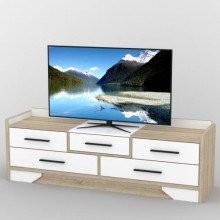 Тумба під телевізор Тиса Мебель ТВ-395 Дуб сонома Білий 58x44x174 см