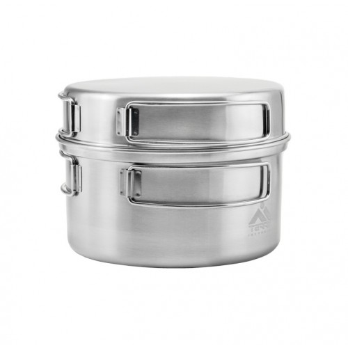 Набір посуду з нержавіючої сталі Terra Incognita Pot Pan Set M для 2х осіб 1.4/0.6 л Сірий (TI-PotPanM)