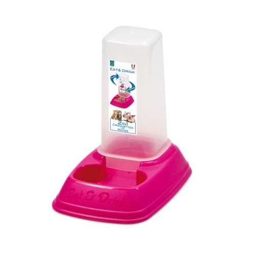 Міні діспенсер для корму та води Georplast 20х13,5х19 см 700 мл Рожевий 10087