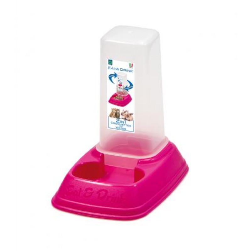 Міні діспенсер для корму та води Georplast 20х13,5х19 см 700 мл Рожевий 10087