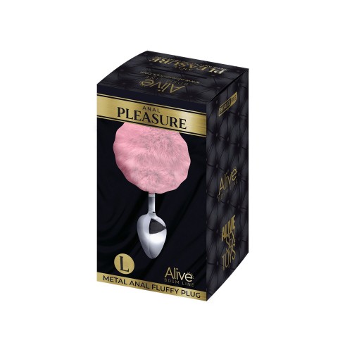 Металева анальна пробка Кролячий хвостик Alive Fluffy Plug L Pink, діаметр 3,9 см в інтернет супермаркеті PbayMarket!