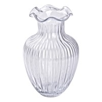 Ваза декоративна скляна YIWU Small Wave 24.5 см Прозорий (HP-1701)