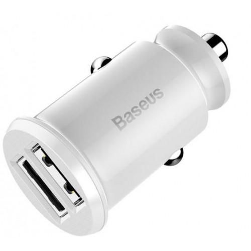 Автомобільний зарядний пристрій Baseus С8-K Grain Mini Smart Car Charger 3.1A 2хUSB White (651162372) Автомобільний зарядний пристрій Baseus С8-K Grain Mini Smart Car Charger 3.1A 2хUSB White (651162372)