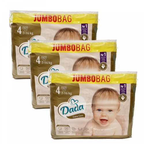 Дитячі одноразові підгузки Dada Extra Care Jumbo Bag Розмір 4 Maxi (7-16 кг) 246 шт