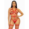 Портупея-тедді з ременів Leg Avenue Studded O-ring harness teddy M Red, екошкіра в інтернет супермаркеті PbayMarket!