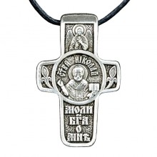 Хрест натільний посріблений Silvering Микола Святитель Микола Архієпископ Мирлікійський 3х1,8х0,2 см (19556)