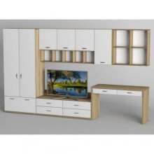 Стінка в вітальню Тиса Мебель Вітальня-228 Сонома Білий 2050x500x3510 мм