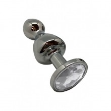 Металева анальна пробка Wooomy Lollypop Double Ball Metal Plug L, діаметр 3,5 см, довжина 10,5 см