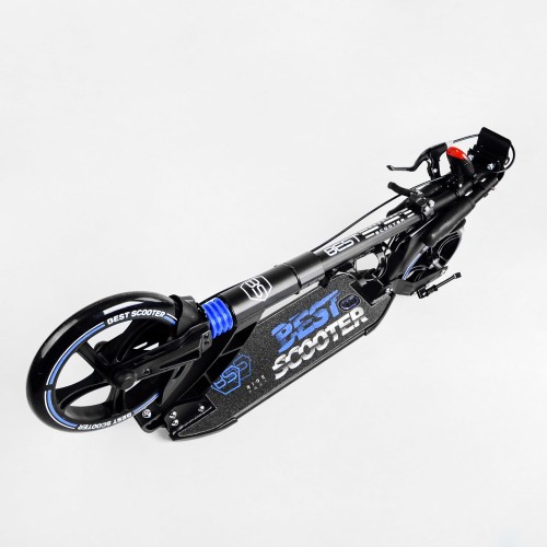 Двоколісний складаний самокат ліхтарик 2 амортизатора дискове гальмо Best Scooter 100 кг Black and blue (114293) Двоколісний складаний самокат ліхтарик 2 амортизатора дискове гальмо Best Scooter 100 кг Black and blue (114293)