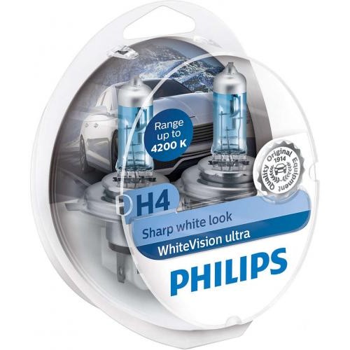 Комплект галогенових ламп Philips 12342WVUSM H4 60/55W 12V P43t WhiteVision ultra +60%