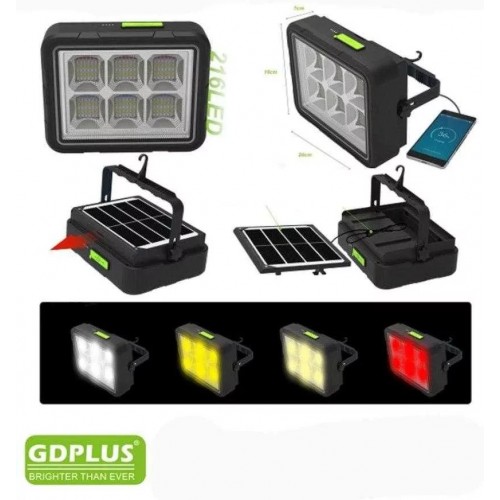Кемпінговий ліхтар із сонячною панеллю та Power Bank GD Plus GD-2207A 8000 mAh