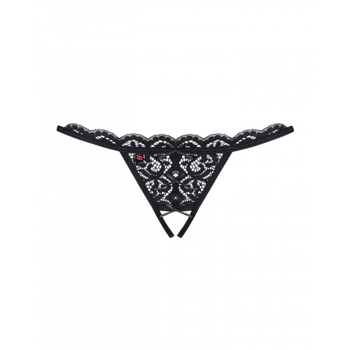 Мереживні танги з двома отворами Obsessive 831-THC-1 crotchless thong S/M, чорні, бантики в інтернет супермаркеті PbayMarket!