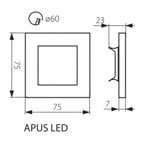 Світильник сходовий Kanlux Apus 7.5x7.5x0.7 см Сріблястий (Kan23800)