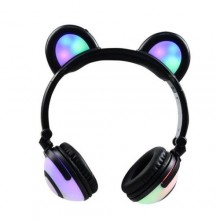 Навушники Linx Bear Ear Headphone з ведмежими вушками LED підсвічування 350 mAh Чорний (SUN1859)