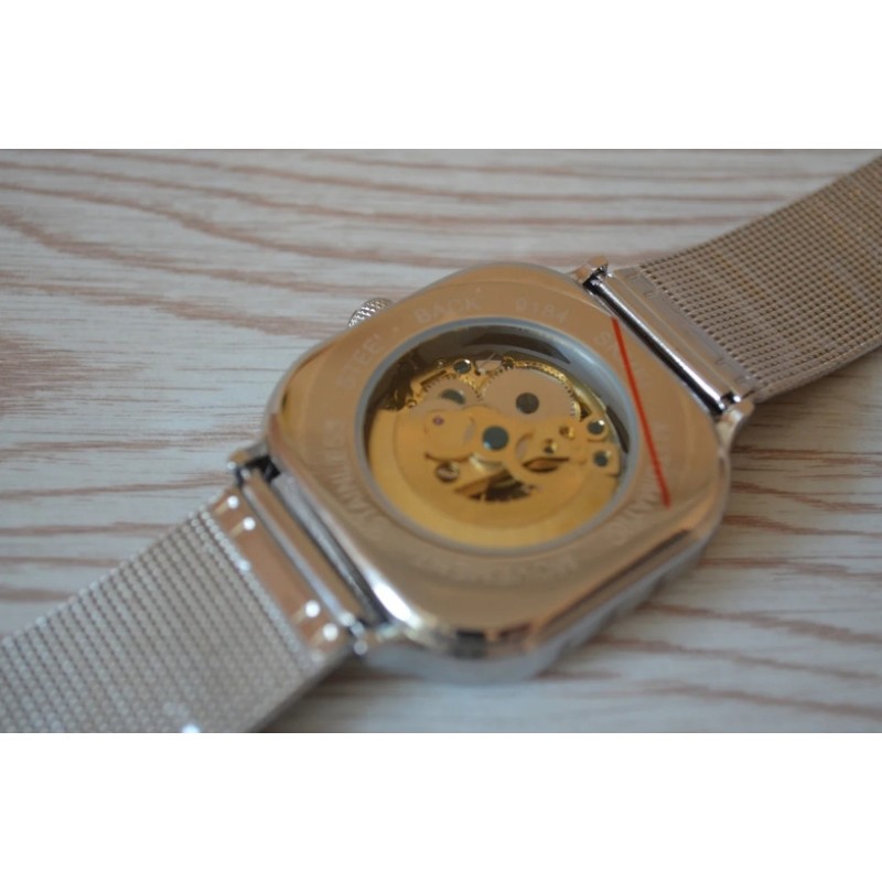 Чоловічий механічний годинник Skmei 9184 скелетон Сріблястий