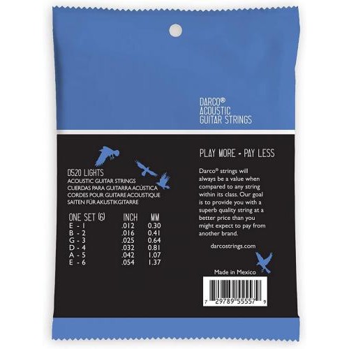 Струни для акустичної гітари 6 шт Martin D520 Darco 80/20 Bronze Light Acoustic Guitar Strings 12/54 Струни для акустичної гітари 6 шт Martin D520 Darco 80/20 Bronze Light Acoustic Guitar Strings 12/54