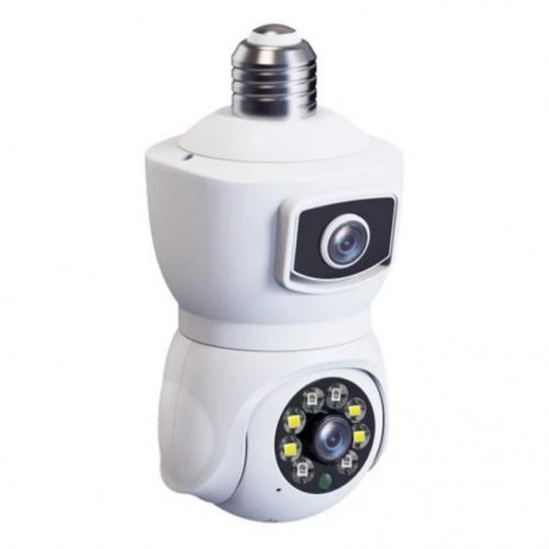 IP камера відеоспостереження в патрон RIAS V380-E27 (v380 APP) Wi-Fi 2 об'єктива 2MP+2MP White