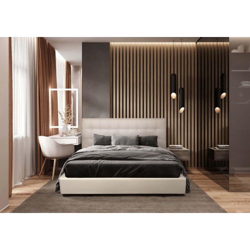 Ліжко двоспальне BNB Britania Premium 160 х 190 см З додатковою металевою цільнозварною рамою Екошкіра Бежевий в інтернет супермаркеті PbayMarket!