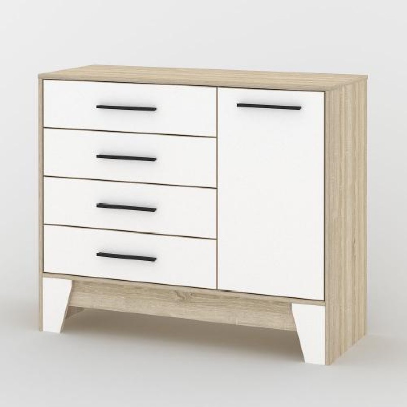 Комод Тиса Мебель 111 Дуб сонома Білий 95x40x112 см