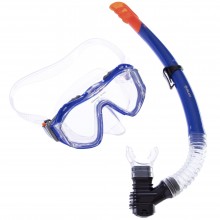 Набір для плавання маска з трубкою Zelart M309-SN132-SIL (термоскло, силікон, пластик, синій-чорно-жовтогарячий) (PT0907)