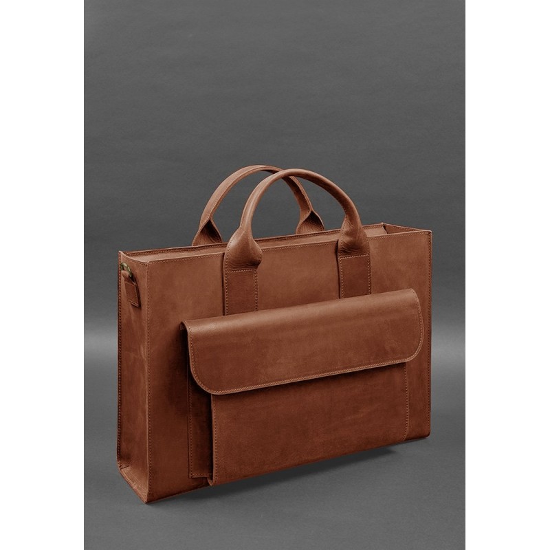 Шкіряна сумка для ноутбука та документів Універсальна світло-коричнева Crazy Horse BlankNote