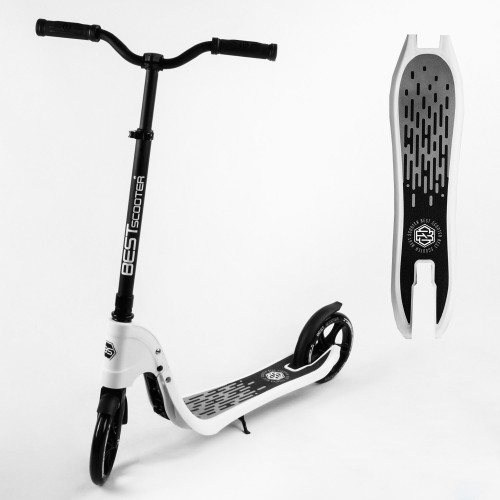 Самокат двоколісний Best Scooter складаний PU колеса широке велосипедне кермо 100 кг Black/White (105380) Самокат двоколісний Best Scooter складаний PU колеса широке велосипедне кермо 100 кг Black/White (105380)