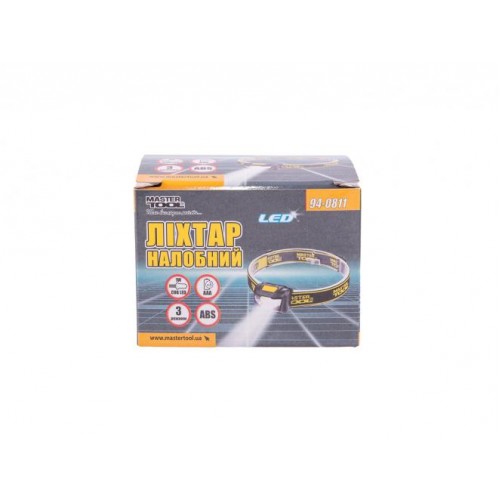 Ліхтар налобний MASTERTOOL 3 режими 59х41х32 мм COB LED 3xAAA ABS 94-0811