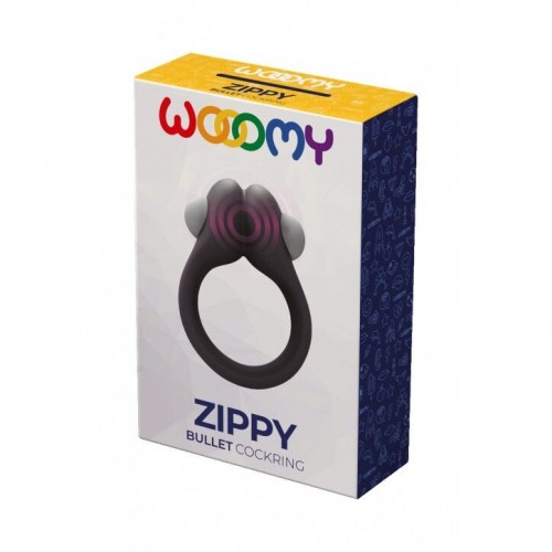 Ерекційне віброкільце Wooomy Zippy, 1 віброрежим, діаметр 3–4,2 см