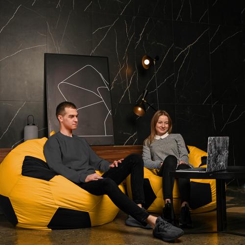 Крісло мішок М'яч Оксфорд 120см Студія Комфорту Великий Жовтий + Чорний Крісло мішок М'яч Оксфорд 120см Студія Комфорту Великий Жовтий + Чорний