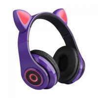 Повнорозмірні навушники бездротові No Brand Cat Headset Y 047 Bluetooth з підсвічуванням та котячими вушками Фіолетові Violet Повнорозмірні навушники бездротові No Brand Cat Headset Y 047 Bluetooth з підсвічуванням та котячими вушками Фіолетові Violet
