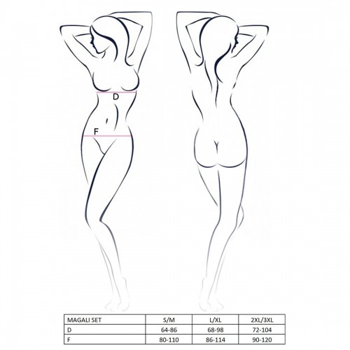 Еротичний комплект білизни MAGALI SET WITH OPEN BRA XXL/XXXL Червоний (PS23803)