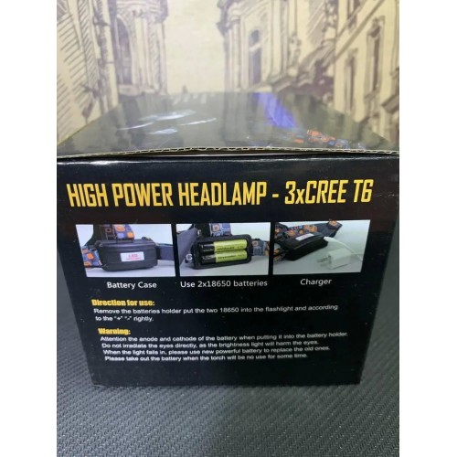 Ліхтарик налобний High Power HeadLamp 3xCree T6 з 3 діодами на акумуляторах + зарядка 12В на micro USB Ліхтарик налобний High Power HeadLamp 3xCree T6 з 3 діодами на акумуляторах + зарядка 12В на micro USB