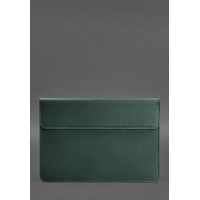 Шкіряний чохол-конверт на магнітах для MacBook 14 Зелений Crazy Horse BlankNote