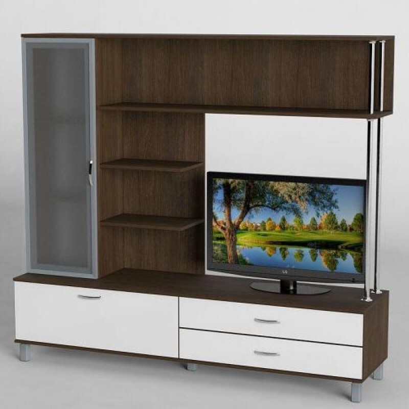 Стінка в вітальню Тиса Мебель Вітальня-29 Венге Білий 1600x450x1800 мм